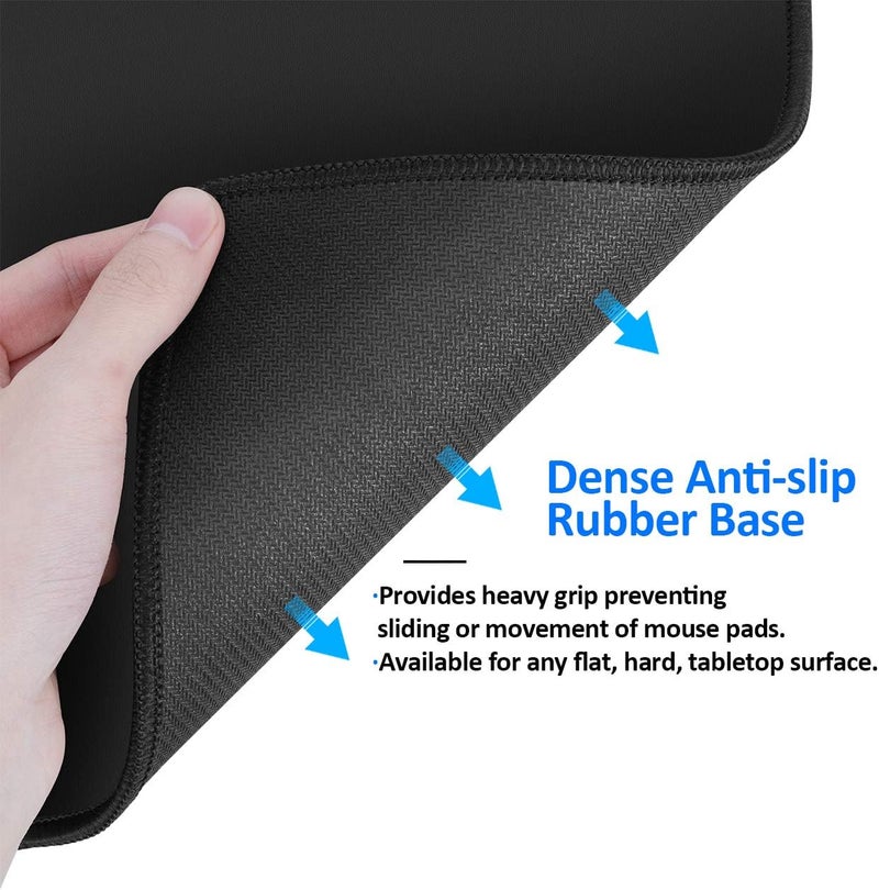JIKIOU Mouse Pad with Non-Slip Rubber Base, Premium-Textured & Washable Computer Mousepad with Stitched Edges, Mouse Pads for Computers, Laptop, Gaming, Office & Home, 10.2 x 8.3 in, Black - Image 4